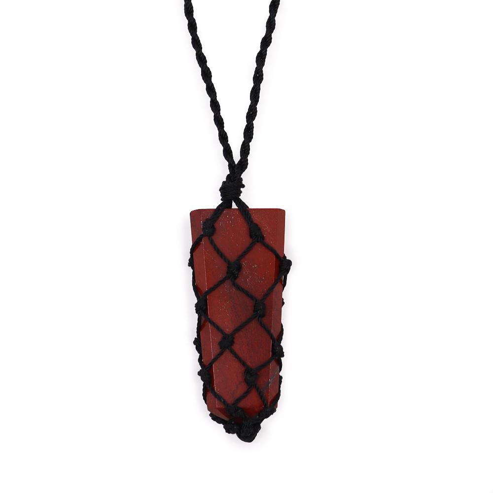 ancient wisdom Laced Gemstone Flat Point Pendant - Red Jasper