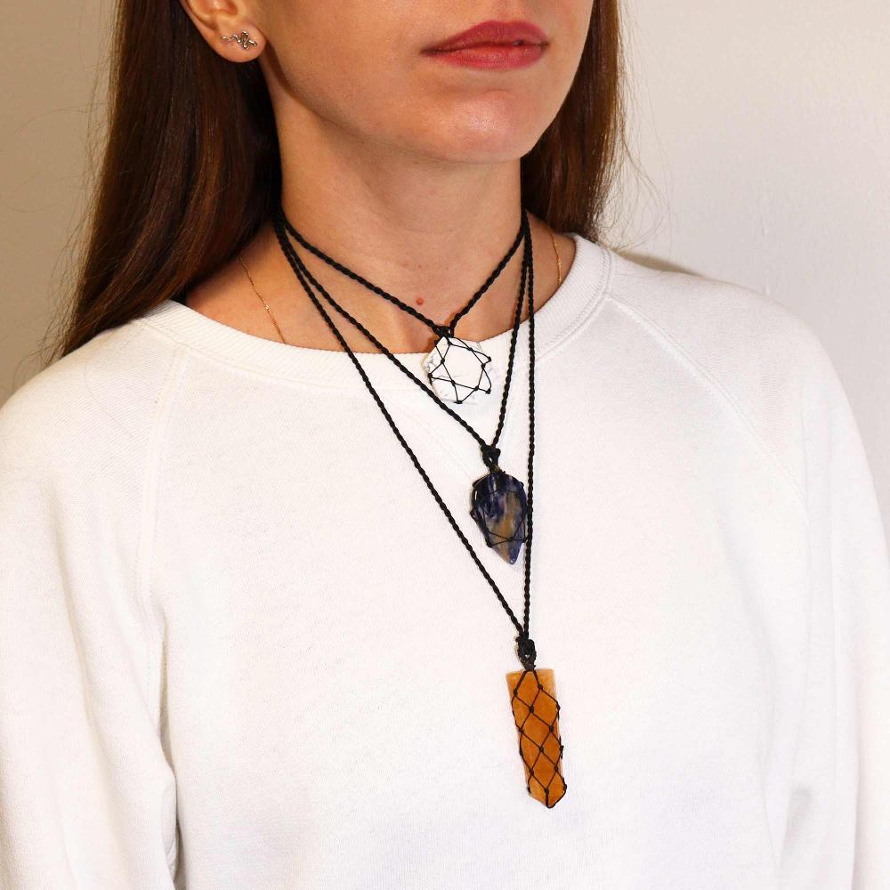 Ancient Wisdom Laced Gemstone Hexagon Pendant - White Howlite