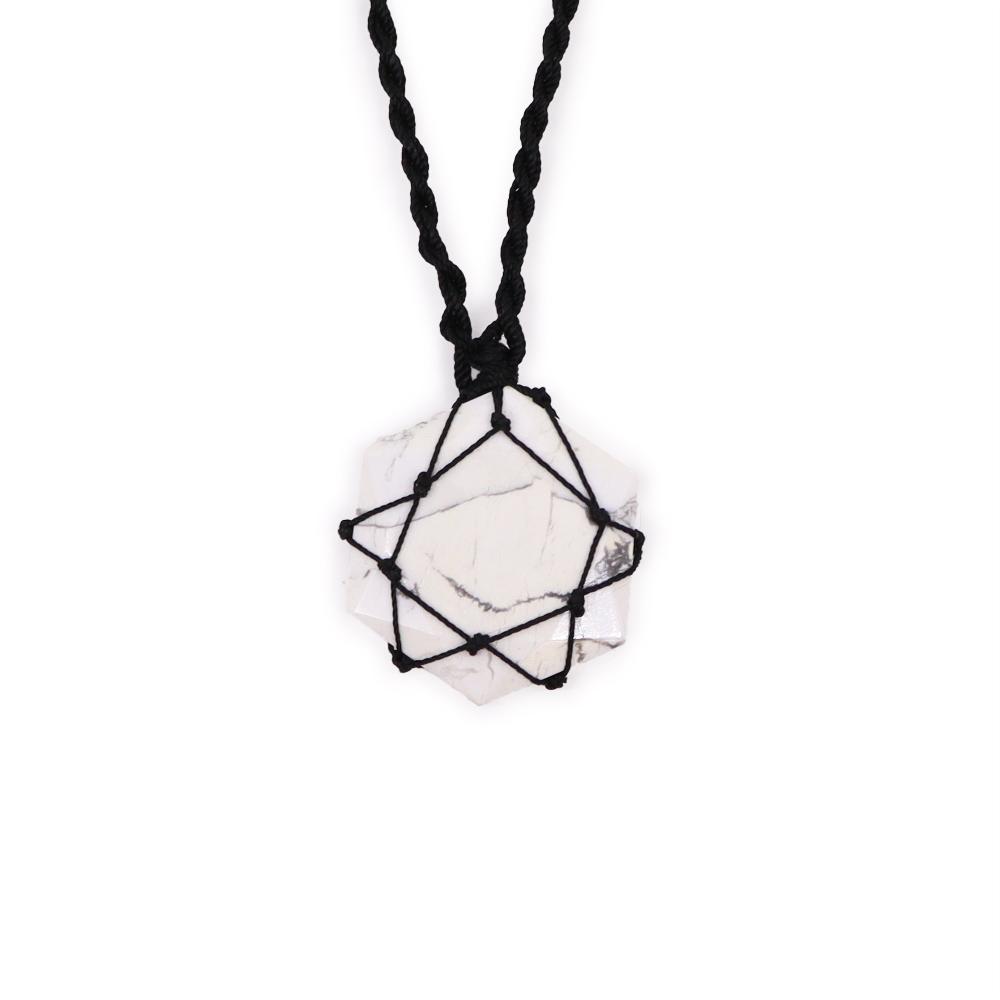 ancient wisdom Laced Gemstone Hexagon Pendant - White Howlite