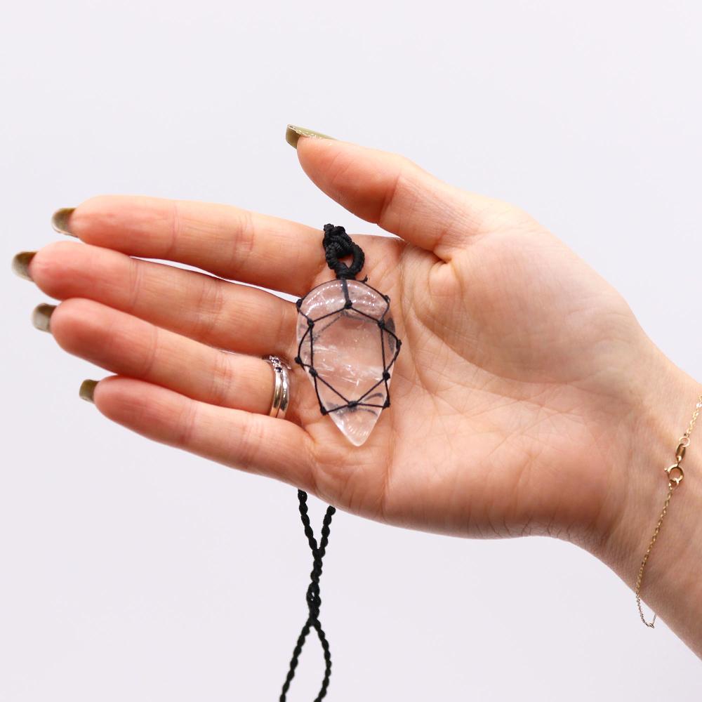 Ancient Wisdom Laced Gemstone Teardrop Pendant - Rock Quartz