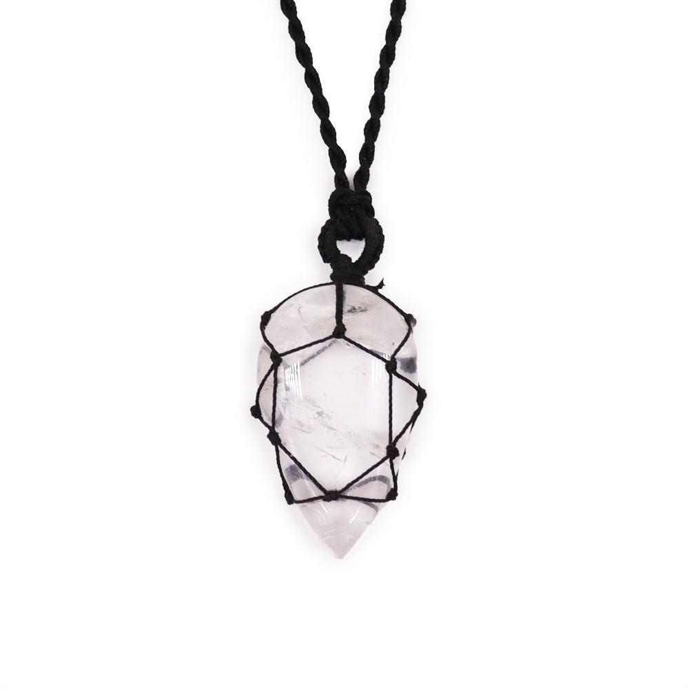 ancient wisdom Laced Gemstone Teardrop Pendant - Rock Quartz