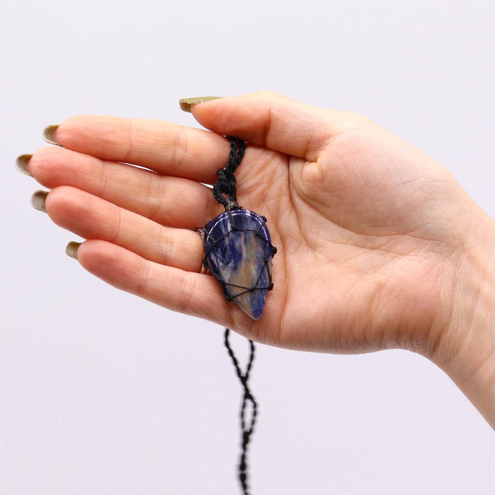 Ancient Wisdom Laced Gemstone Teardrop Pendant - Sodalite