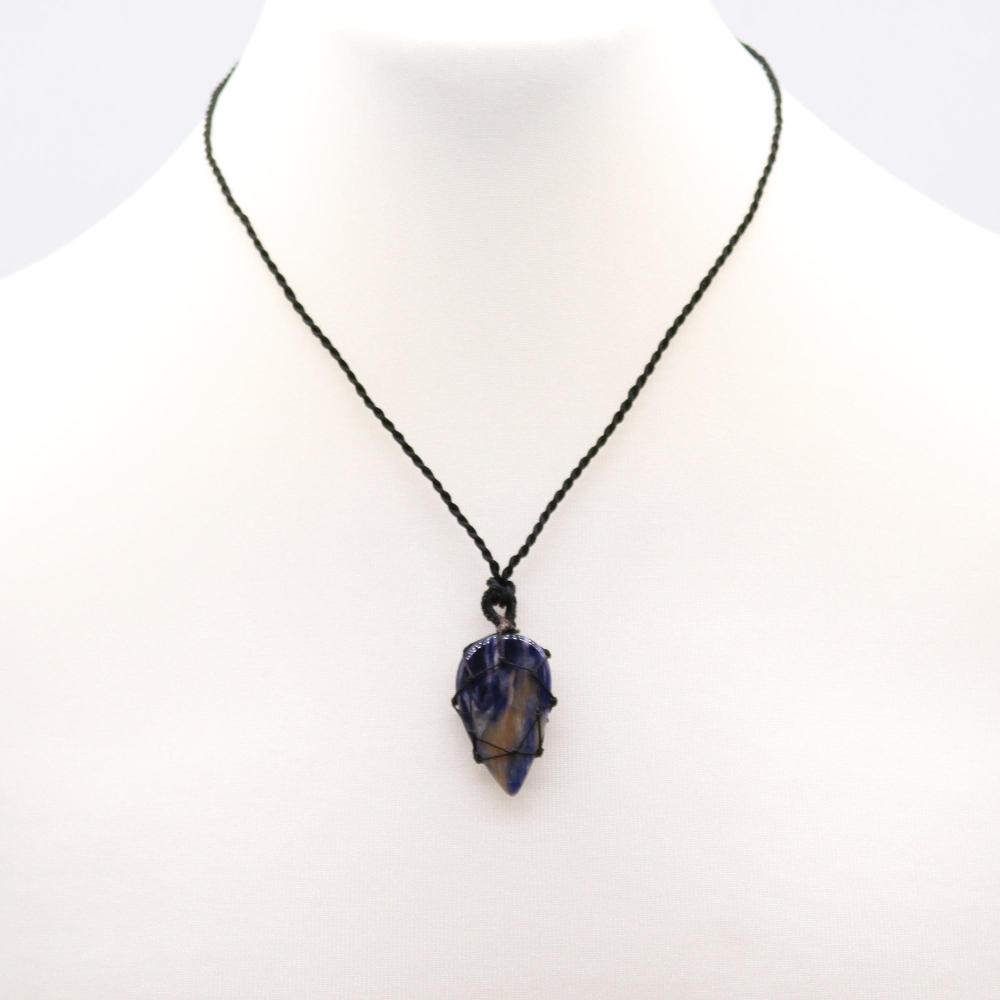 Ancient Wisdom Laced Gemstone Teardrop Pendant - Sodalite
