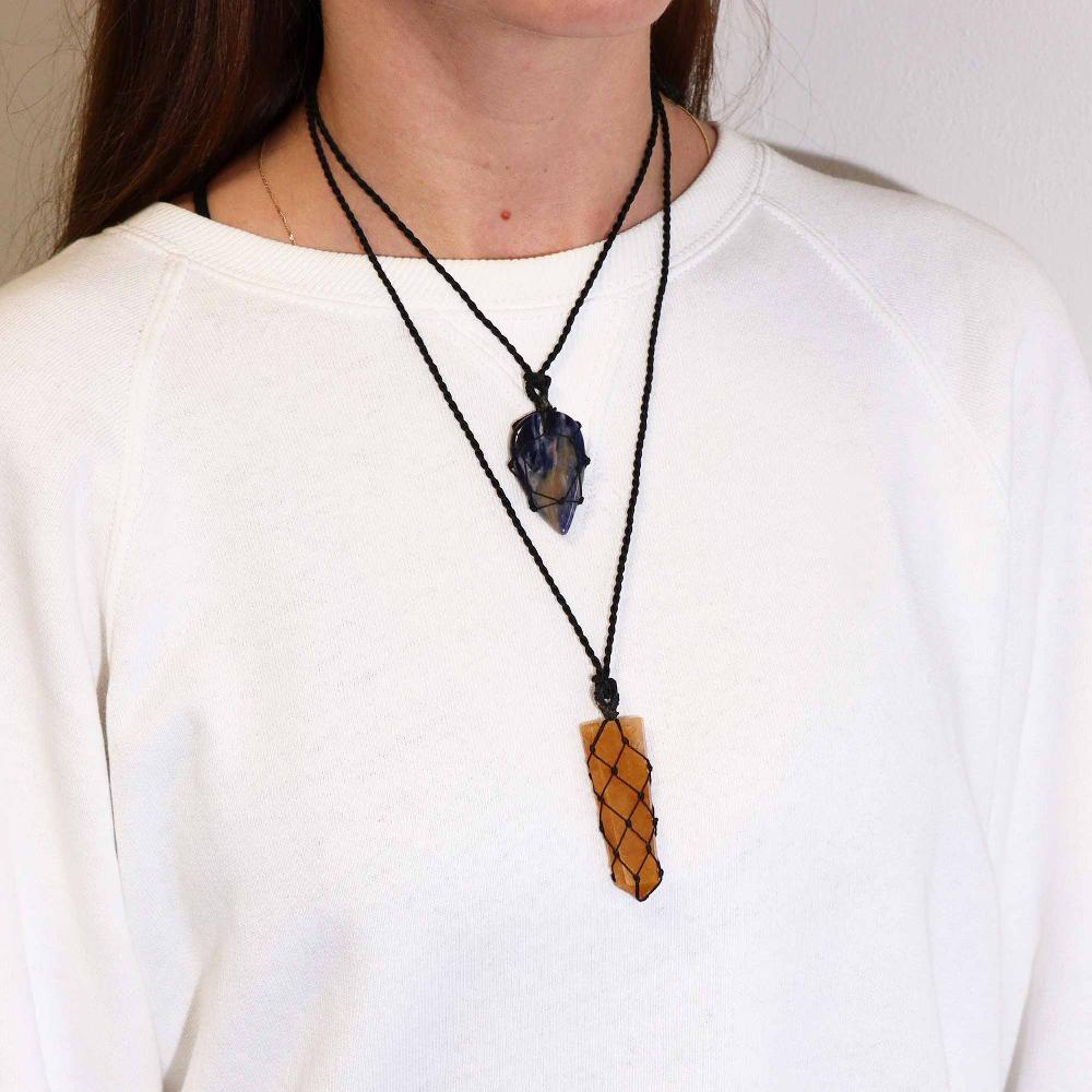 Ancient Wisdom Laced Gemstone Teardrop Pendant - Sodalite