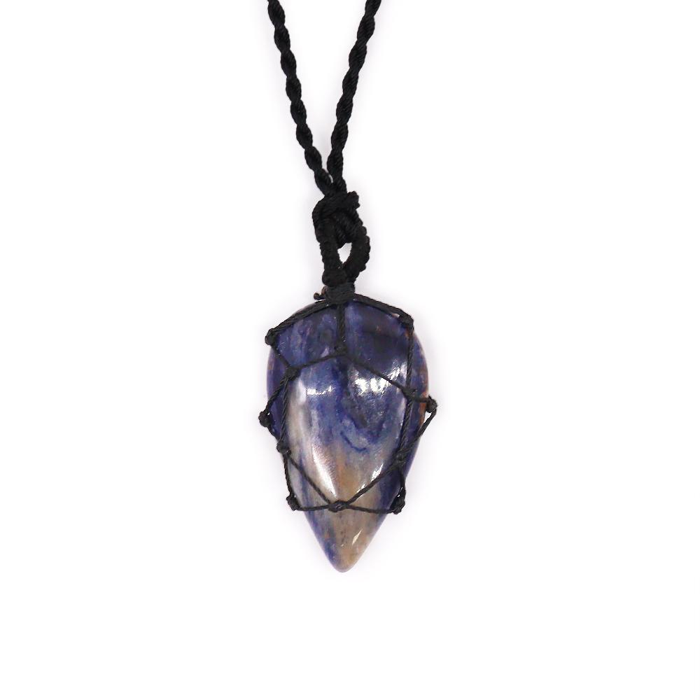ancient wisdom Laced Gemstone Teardrop Pendant - Sodalite