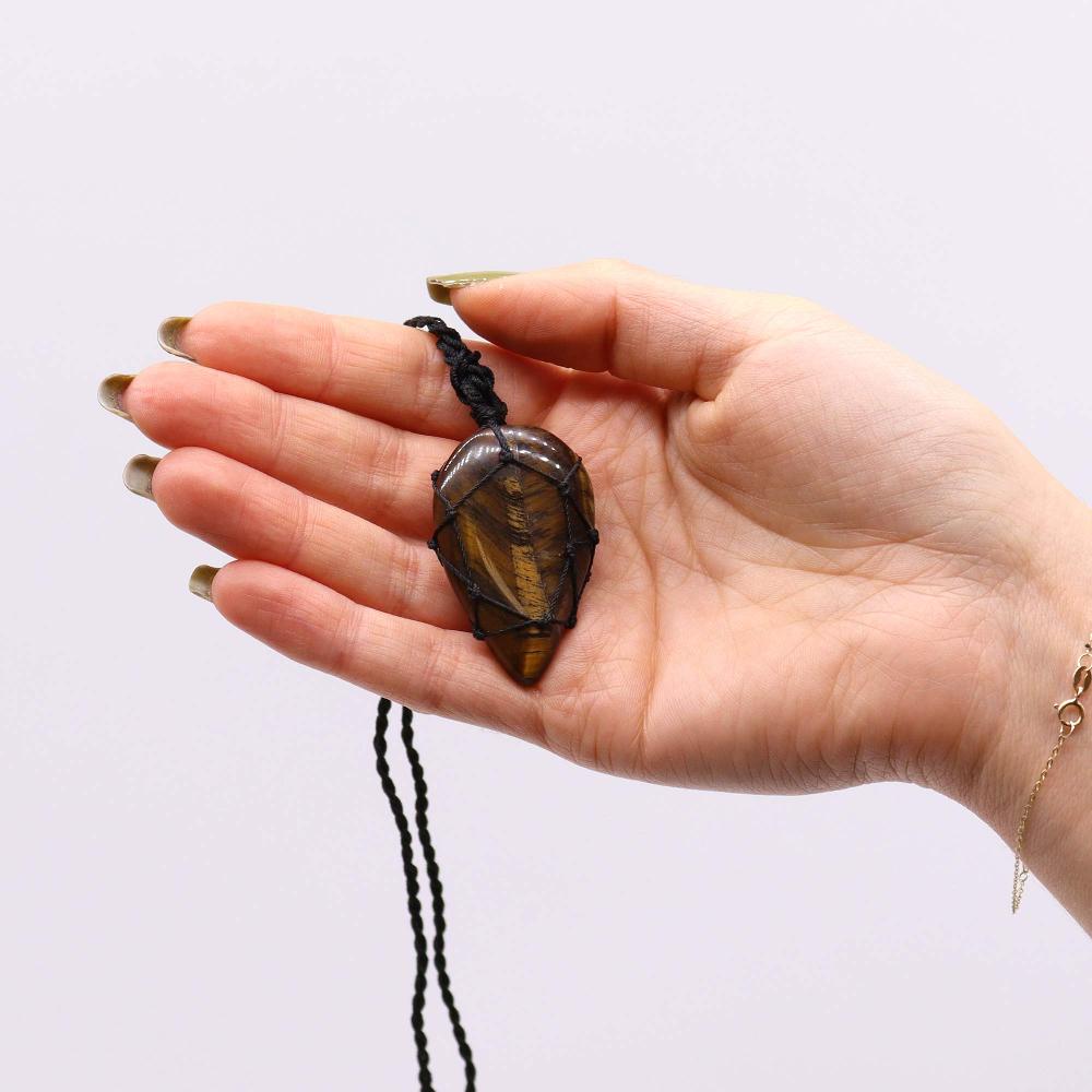 Ancient Wisdom Laced Gemstone Teardrop Pendant - Tigereye