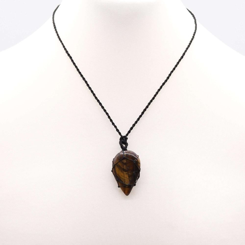 Ancient Wisdom Laced Gemstone Teardrop Pendant - Tigereye