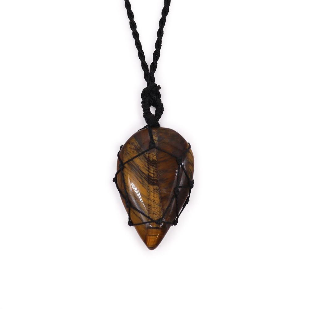 ancient wisdom Laced Gemstone Teardrop Pendant - Tigereye