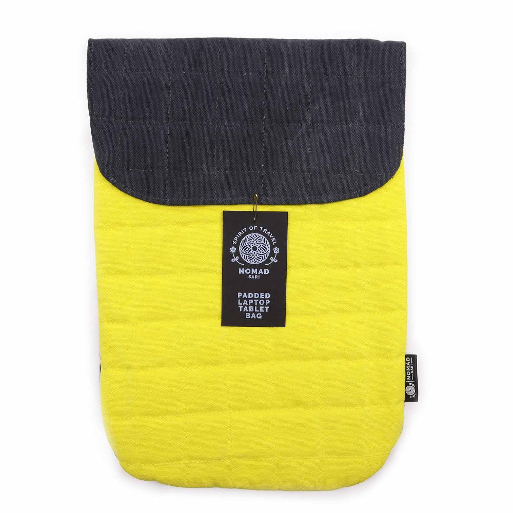 ancient wisdom Laptop Padded Pouch - Crazy Yellow - 14oz Stonewash