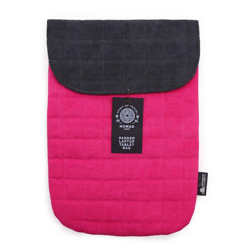 ancient wisdom Laptop Padded Pouch - Shocking Pink - 14oz Stonewash