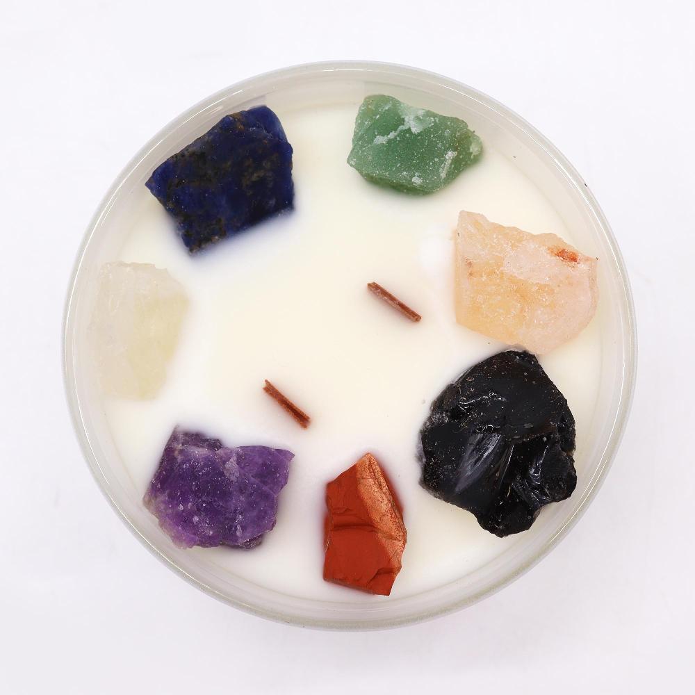 Ancient Wisdom Large Chakra Crystal Candle - Seven Chakras