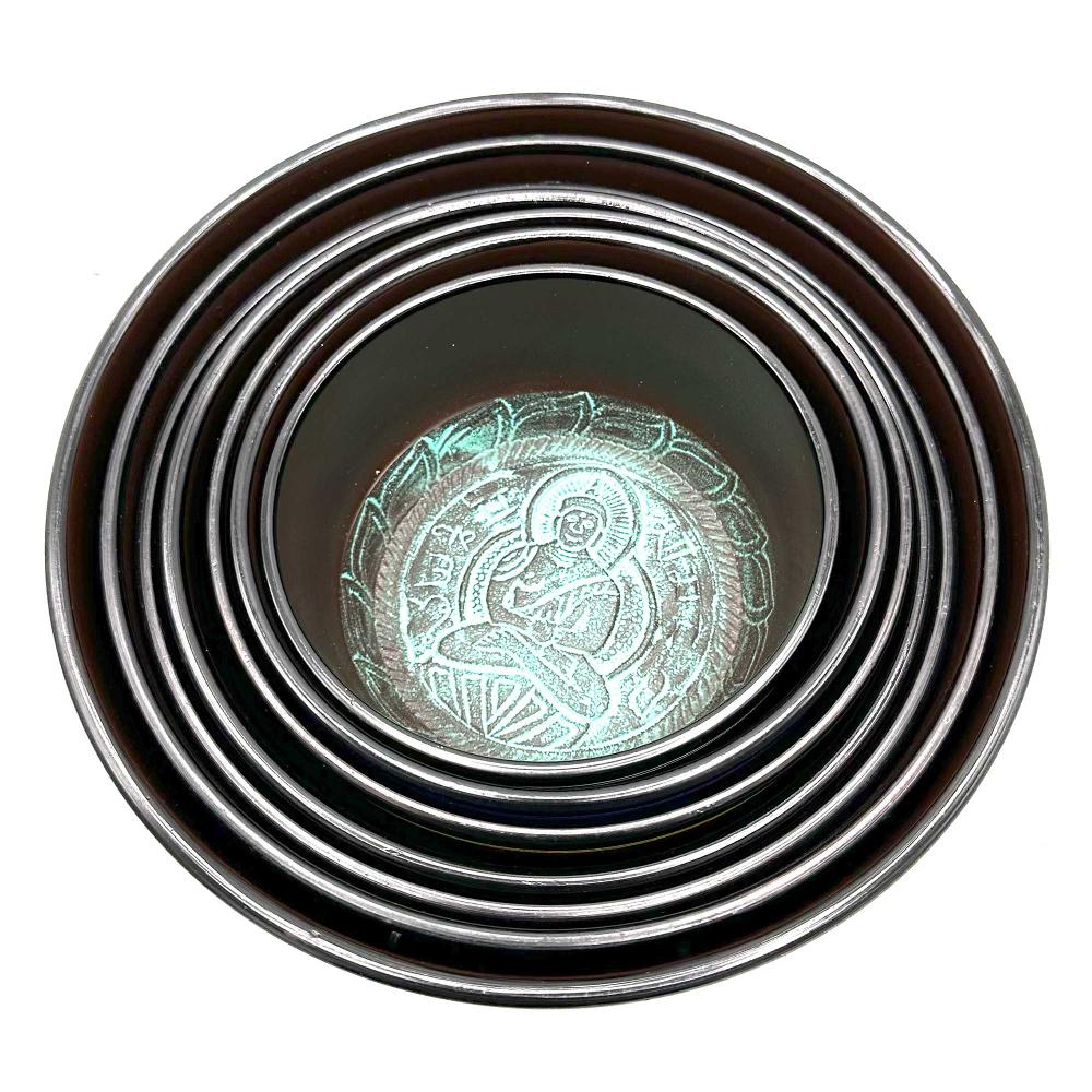 Ancient Wisdom Large Chakra Set Of Seven Singing Bowls (19.5-35cm)
