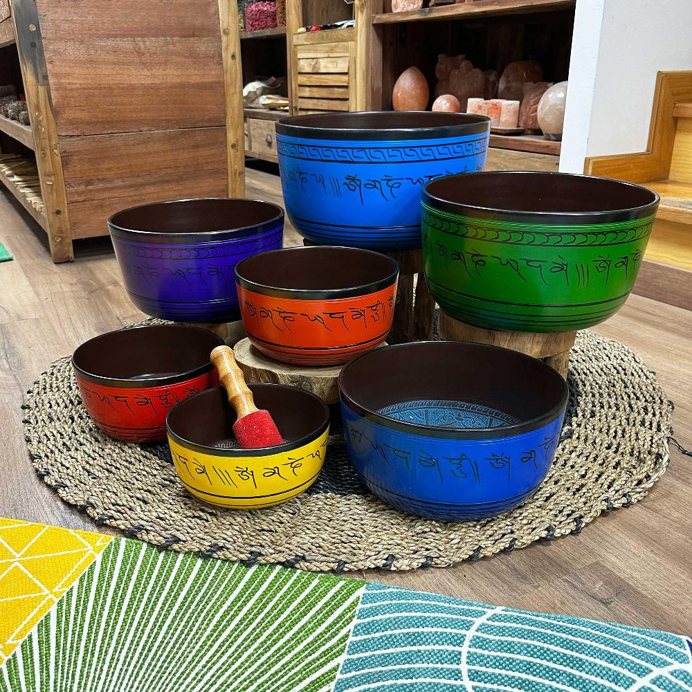 Ancient Wisdom Large Chakra Set Of Seven Singing Bowls (19.5-35cm)