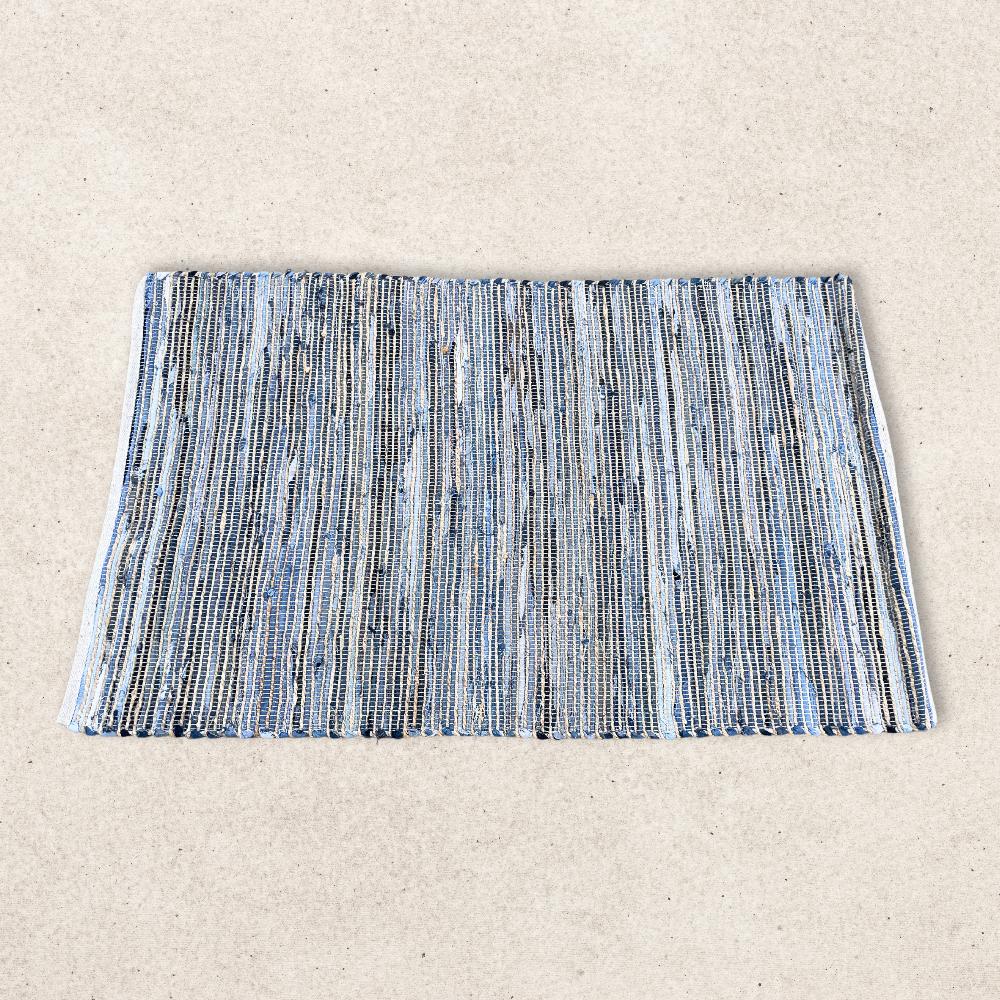 Ancient Wisdom Large Jute And Recycled Cotton Rug - 130x170cm - Blue