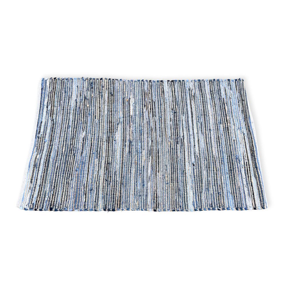 ancient wisdom Large Jute and Recycled Cotton Rug - 130x170cm - Blue