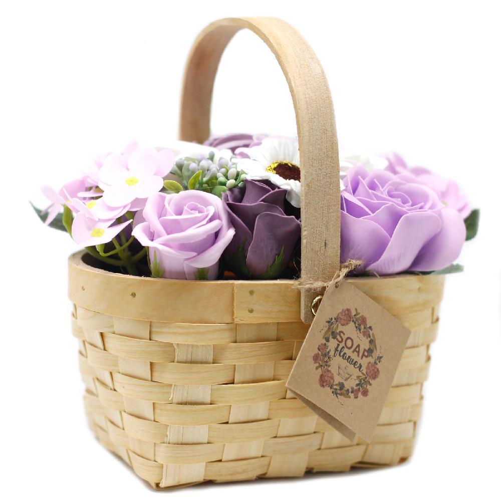 ancient wisdom Large Lilac Bouquet in Wicker Basket