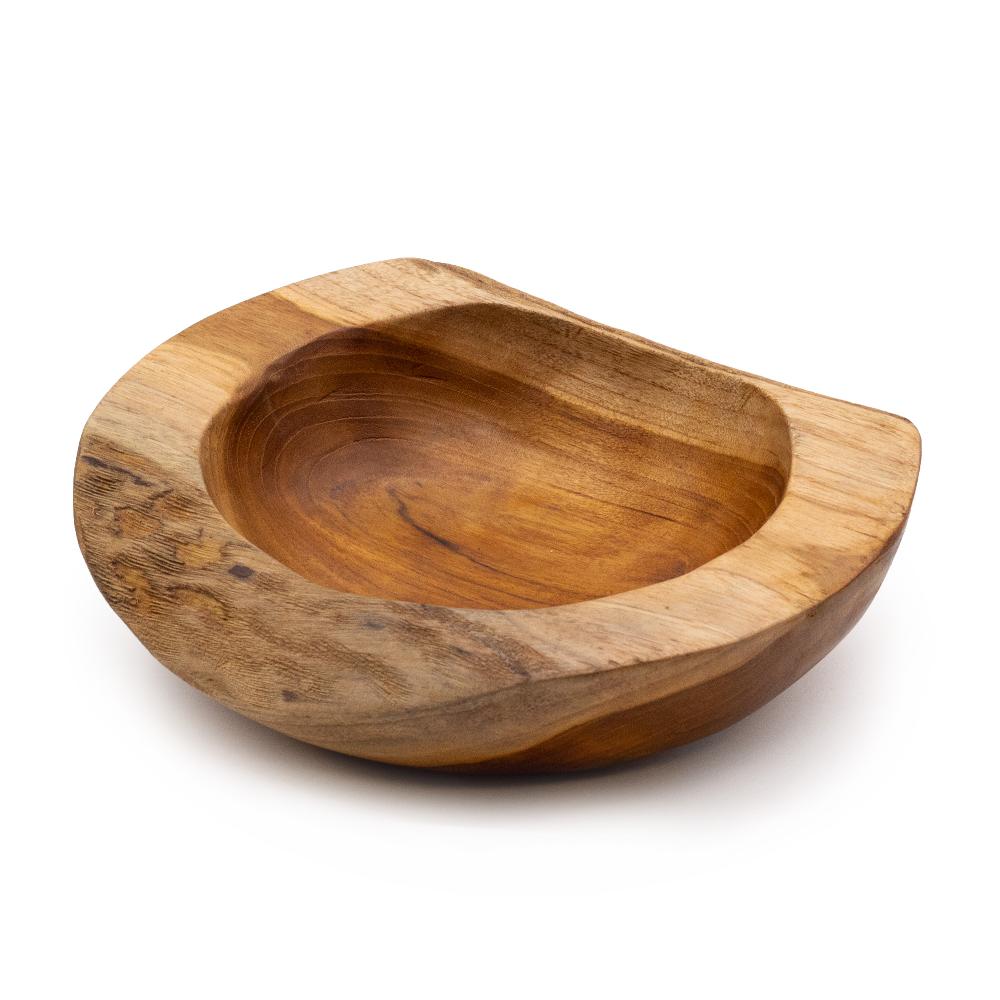 Ancient Wisdom Large Natural Shape Teakwood Bowl - 25x7cm