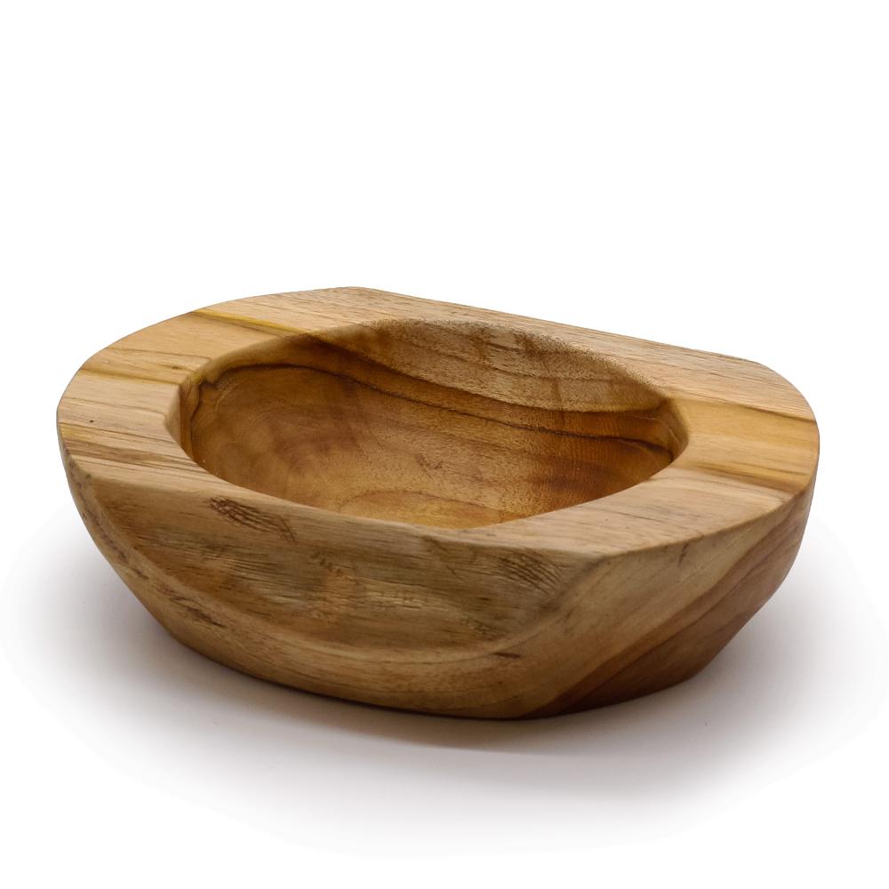 ancient wisdom Large Natural Shape Teakwood Bowl - 25x7cm
