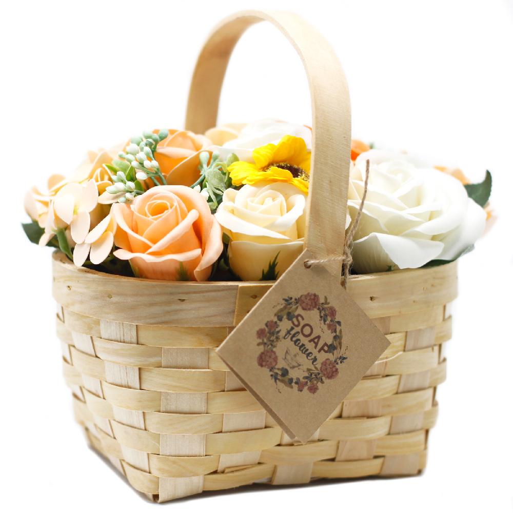 ancient wisdom Large Orange Bouquet in Wicker Basket