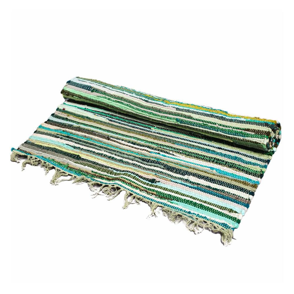 ancient wisdom Large Rag Rug - 150x90cm - premium quality - Natural Greens