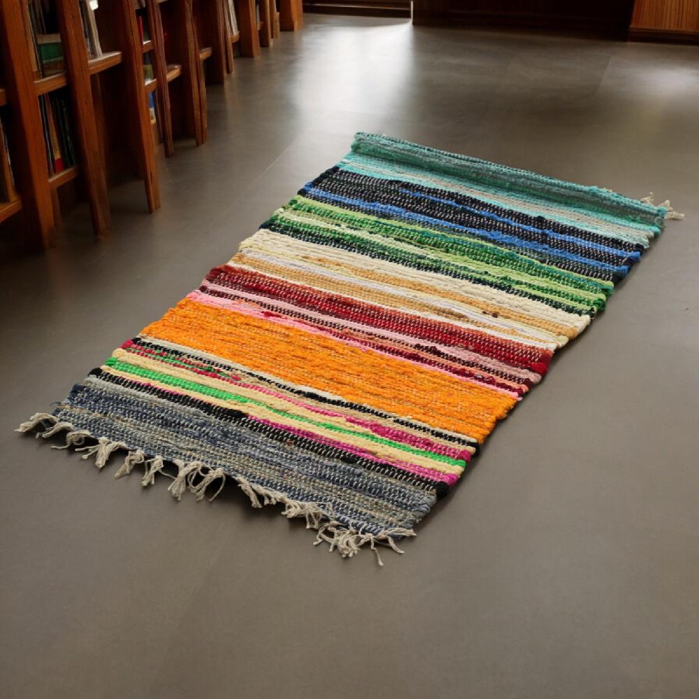 Ancient Wisdom Large Rag Rug - 150x90cm - Premium Quality - Rainbow Colours