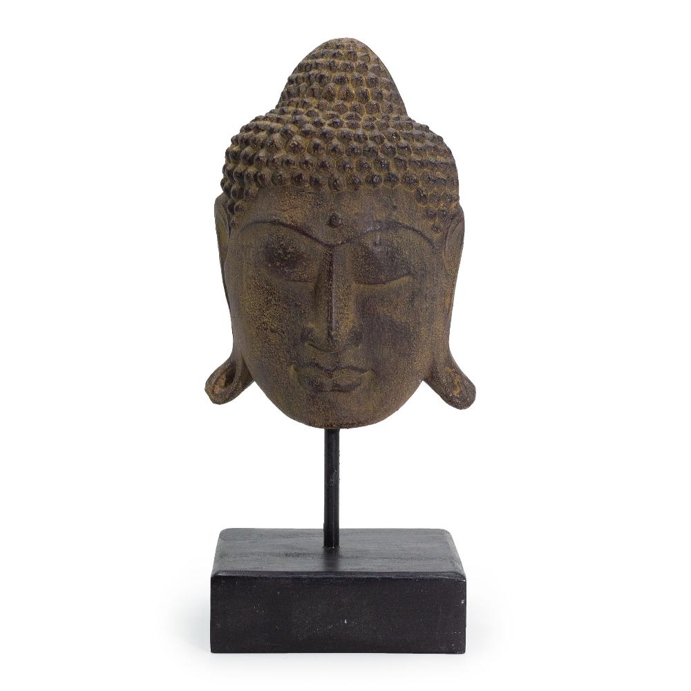 ancient wisdom Large Serenity Buddha Head on Stand - Grey