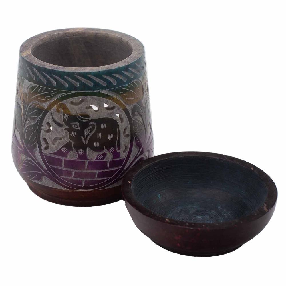 Ancient Wisdom Large Soapstone Oil Burner 13x10cm - Elephant - Five Colours