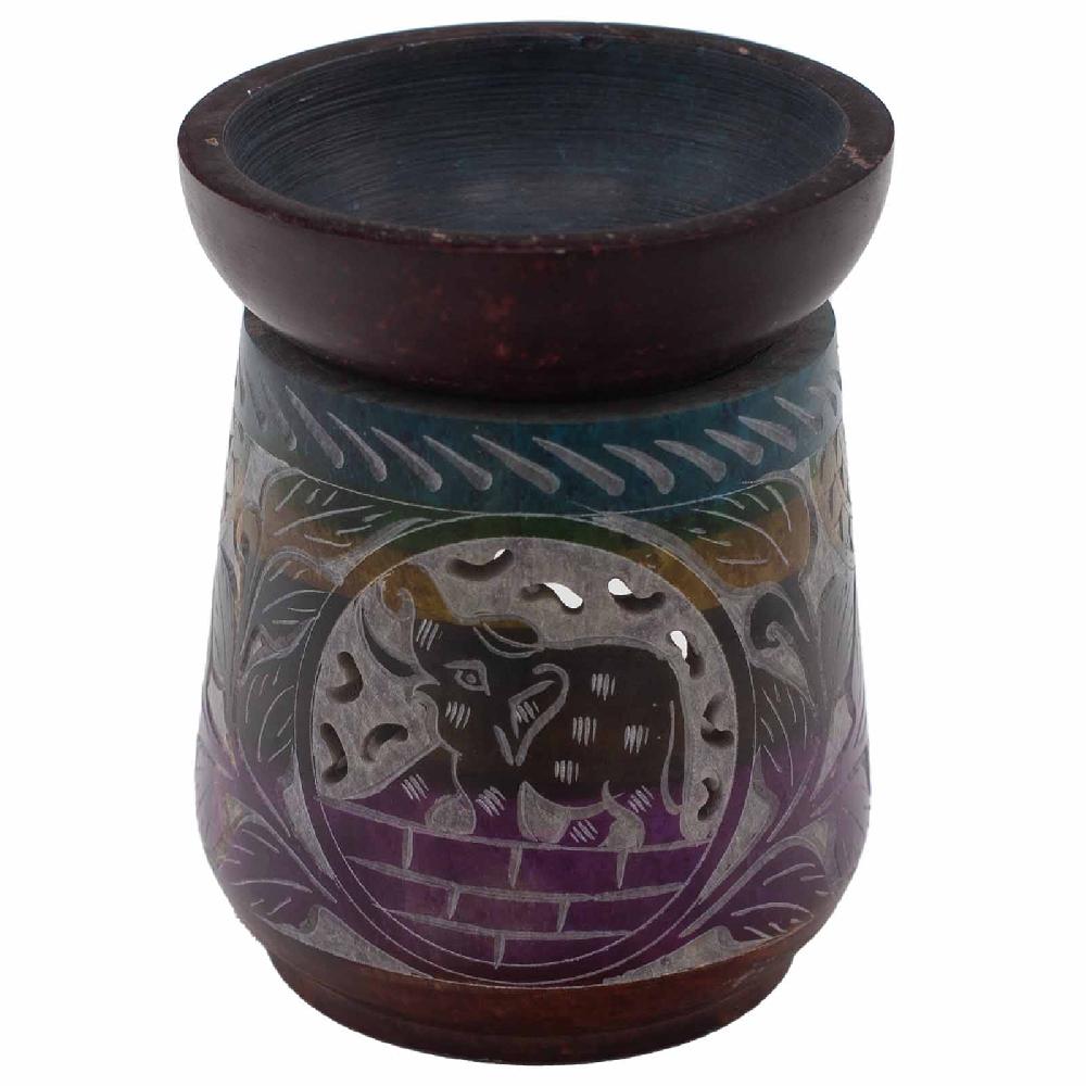 ancient wisdom Large Soapstone Oil Burner 13x10cm - Elephant - Five Colours