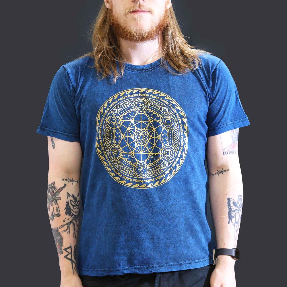 ancient wisdom Large Stone Washed T-Shirt - Chakra - Blue