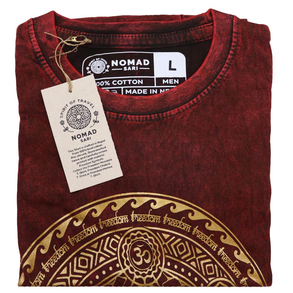 Ancient Wisdom Large Stone Washed T-Shirt - Chakra - Maroon