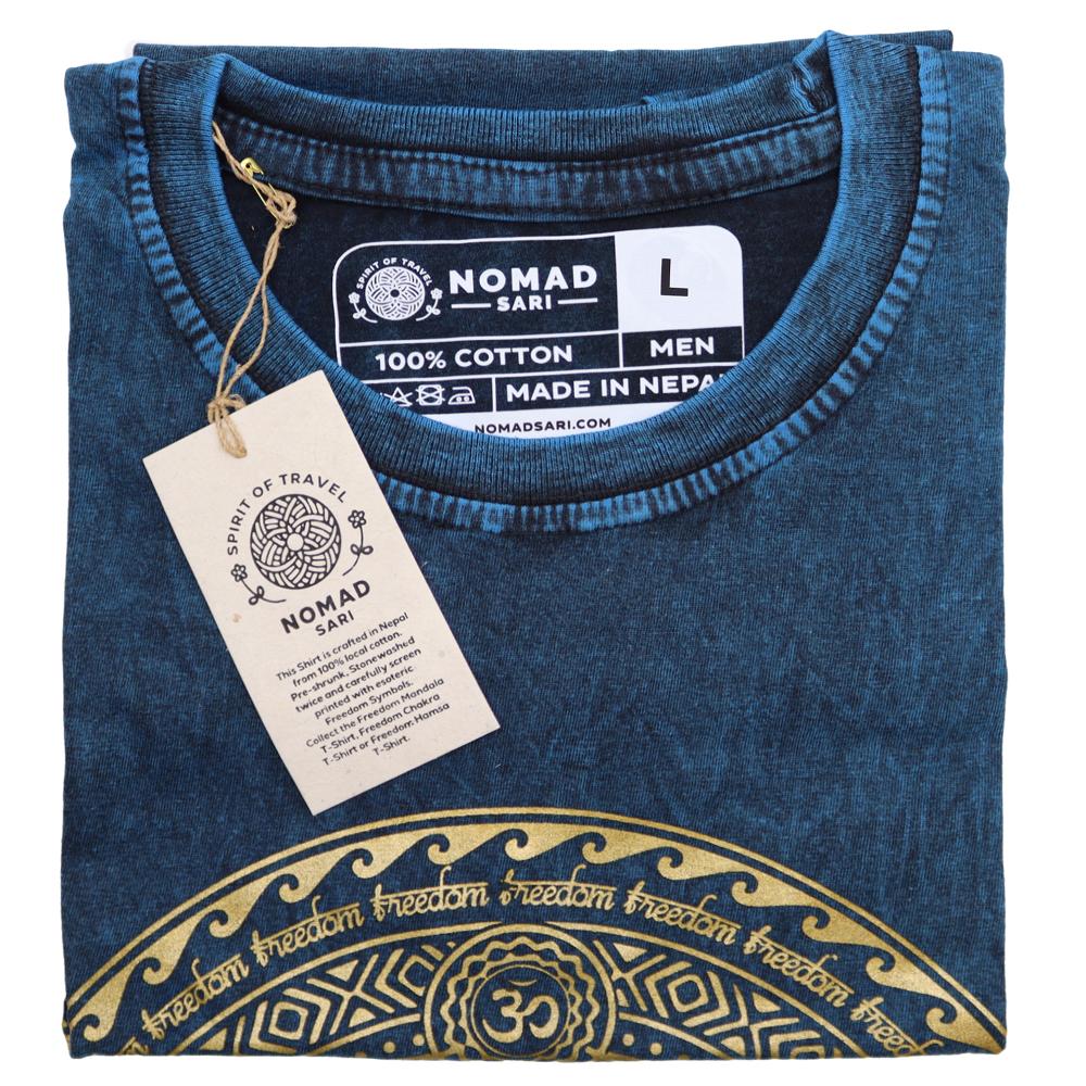 Ancient Wisdom Large Stone Washed T-Shirt - Hamsa - Blue