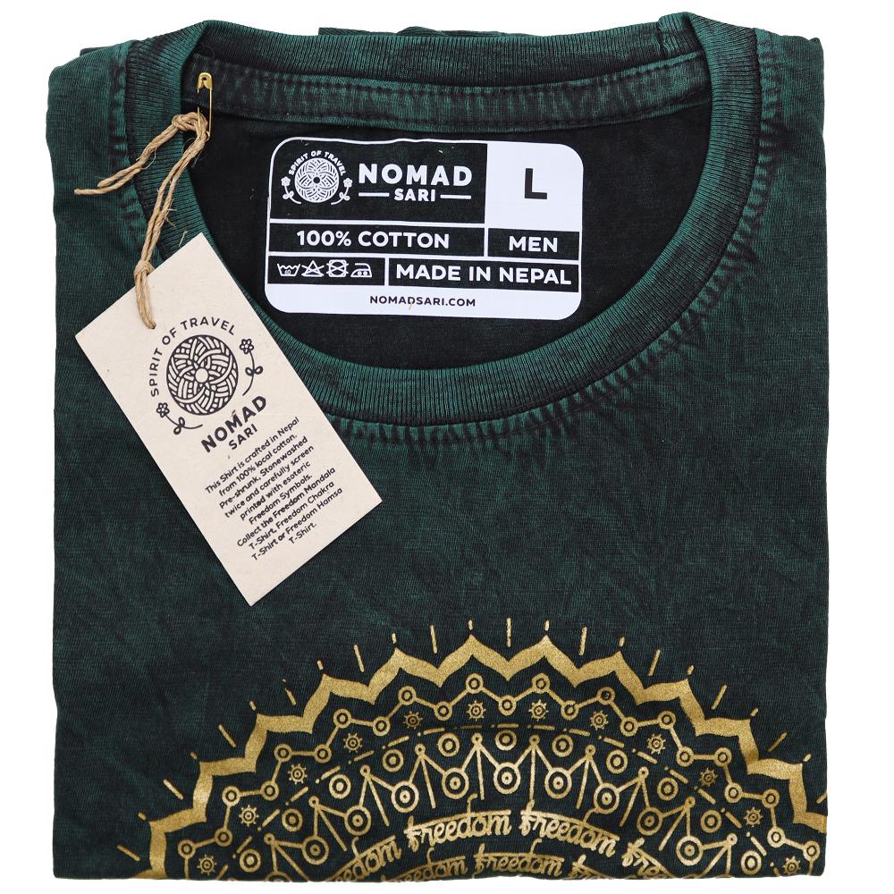 Ancient Wisdom Large Stone Washed T-Shirt - Hamsa - Green