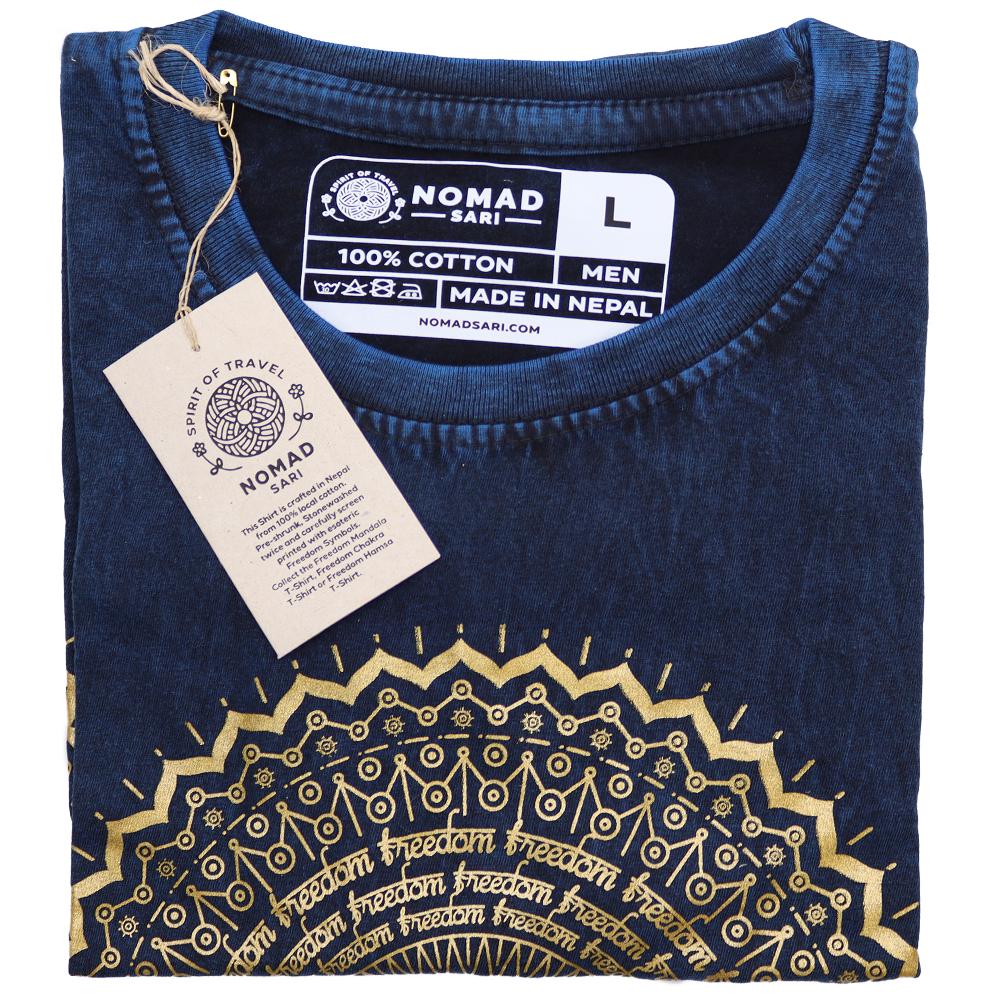 Ancient Wisdom Large Stone Washed T-Shirt - Mandala - Blue