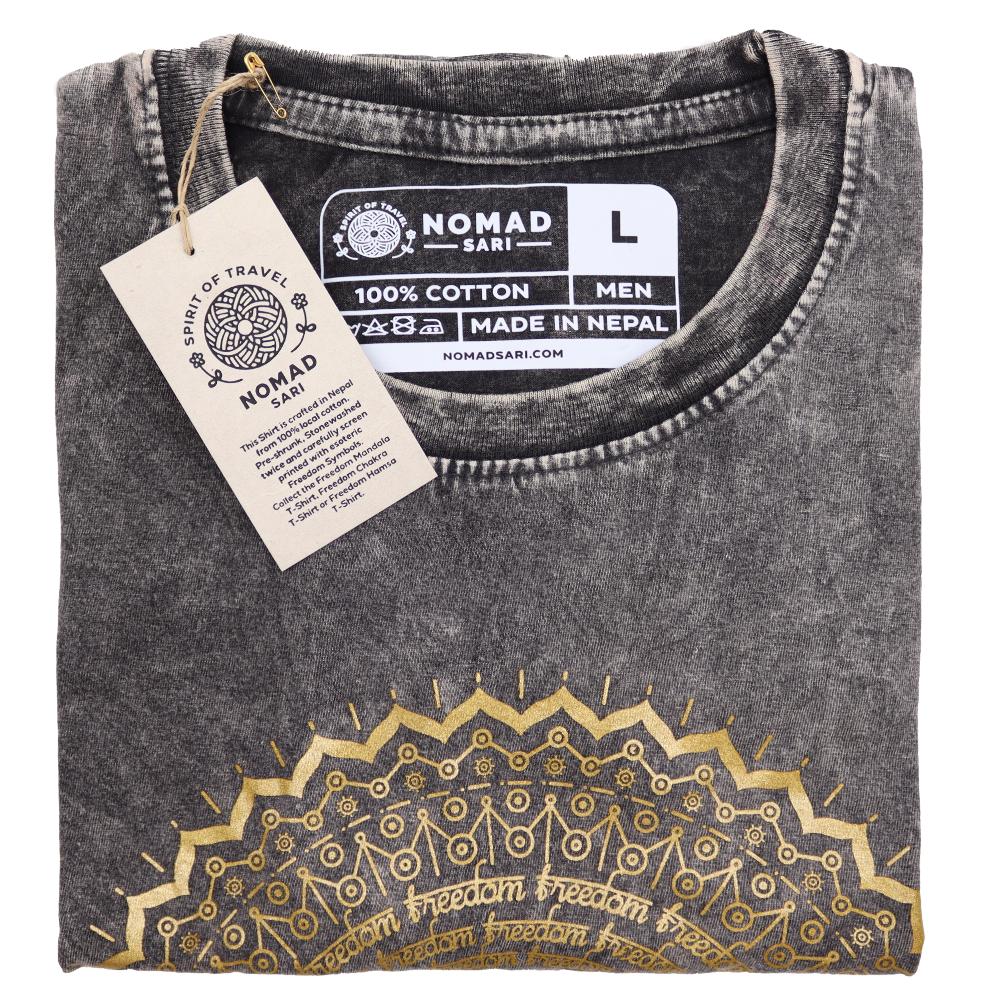 Ancient Wisdom Large Stone Washed T-Shirt - Mandala - Dark Grey