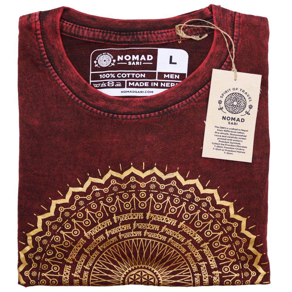 Ancient Wisdom Large Stone Washed T-Shirt - Mandala - Maroon