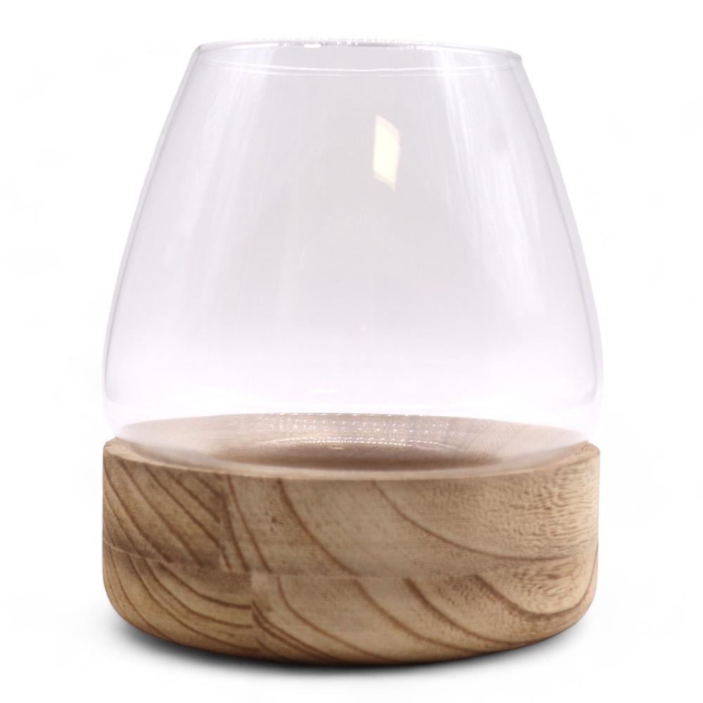 Ancient Wisdom Large Terrarium On Natural Tung Wood - 17x19cm