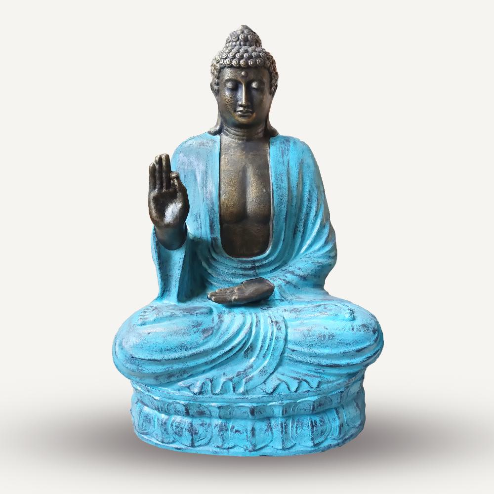 Ancient Wisdom Large Turquoise & Stone Buddha Teaching On Lotus - 2m