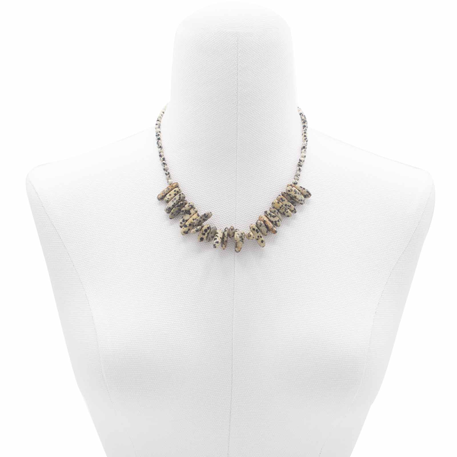 Ancient Wisdom Longstone Gem Necklace - Dalmatian Stone
