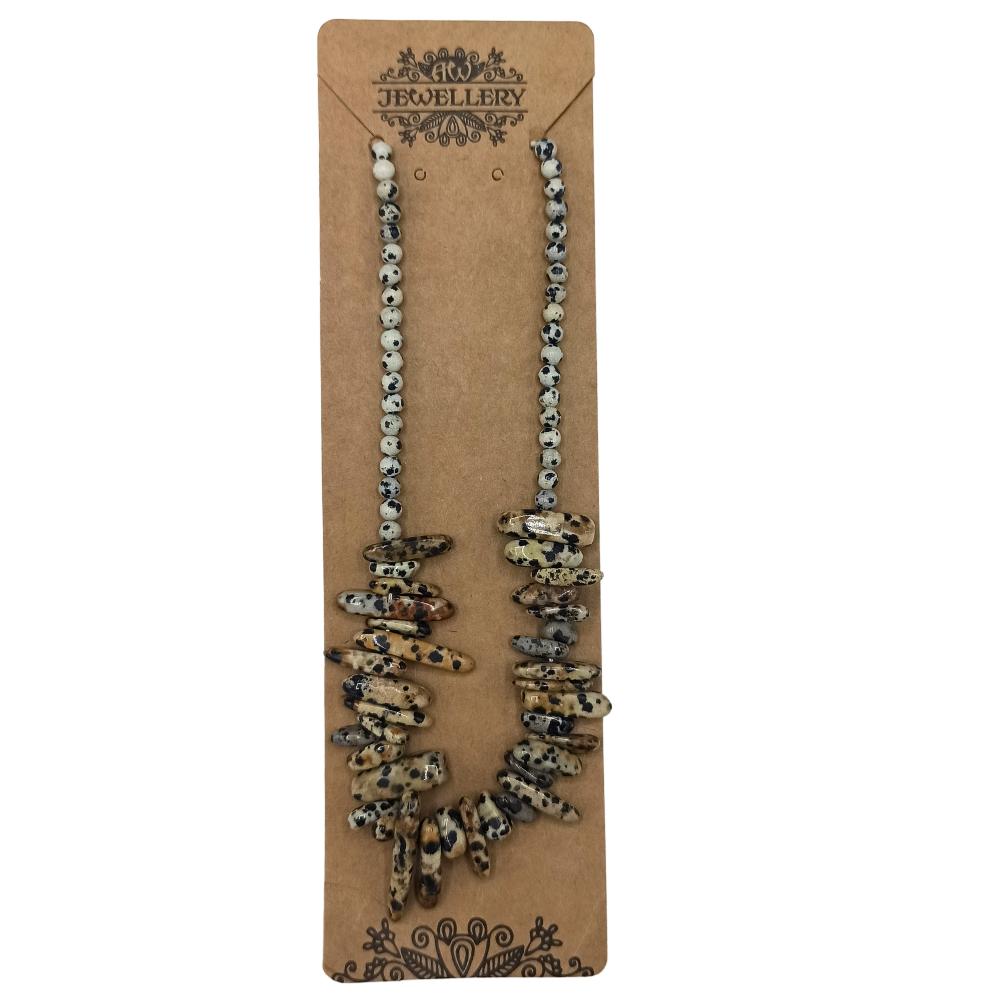 Ancient Wisdom Longstone Gem Necklace - Dalmatian Stone