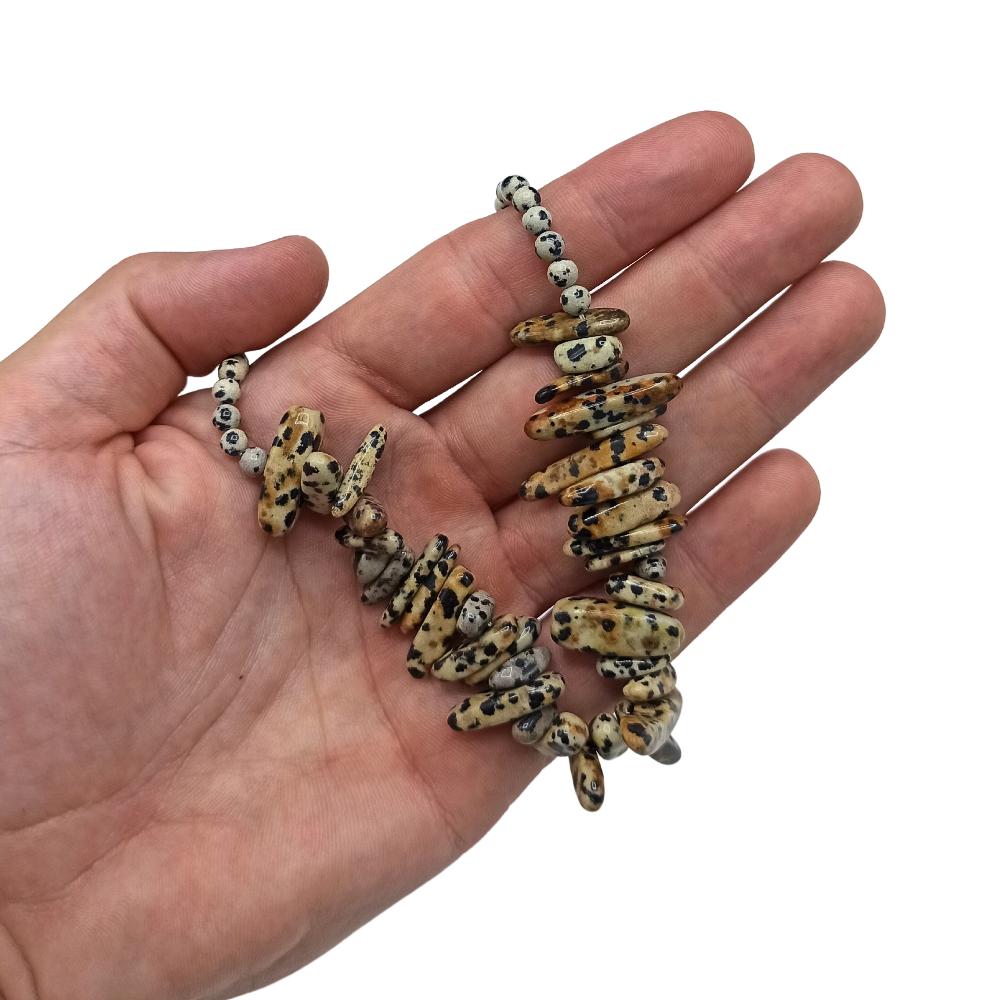 Ancient Wisdom Longstone Gem Necklace - Dalmatian Stone