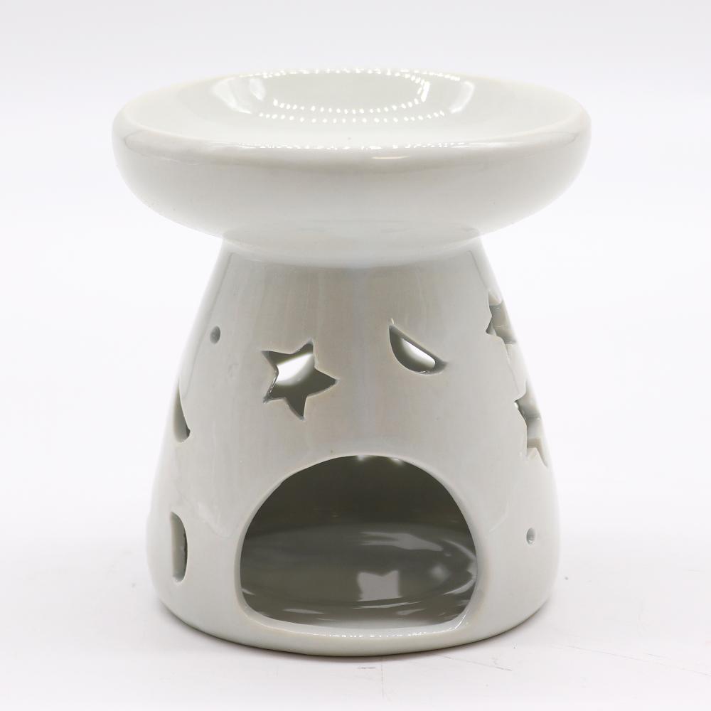 Ancient Wisdom Lrg Classic White Oil Burner - Moon & Star