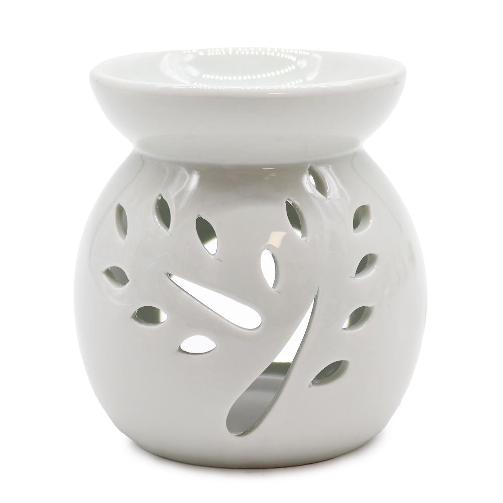 ancient wisdom Lrg Classic White Oil Burner - Tree Cut-out
