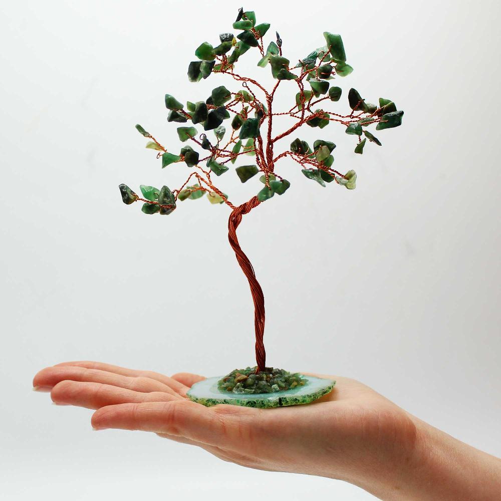 Ancient Wisdom Lrg Gemstone Tree - Green Aventurine On Green Agate Base (100 Stones)