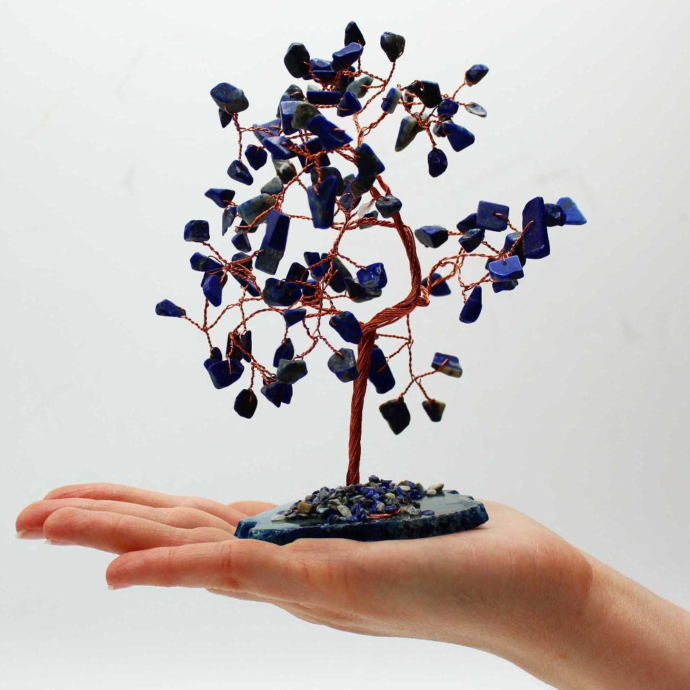 Ancient Wisdom Lrg Gemstone Tree - Sodalite On Blue Agate Base (100 Stones)