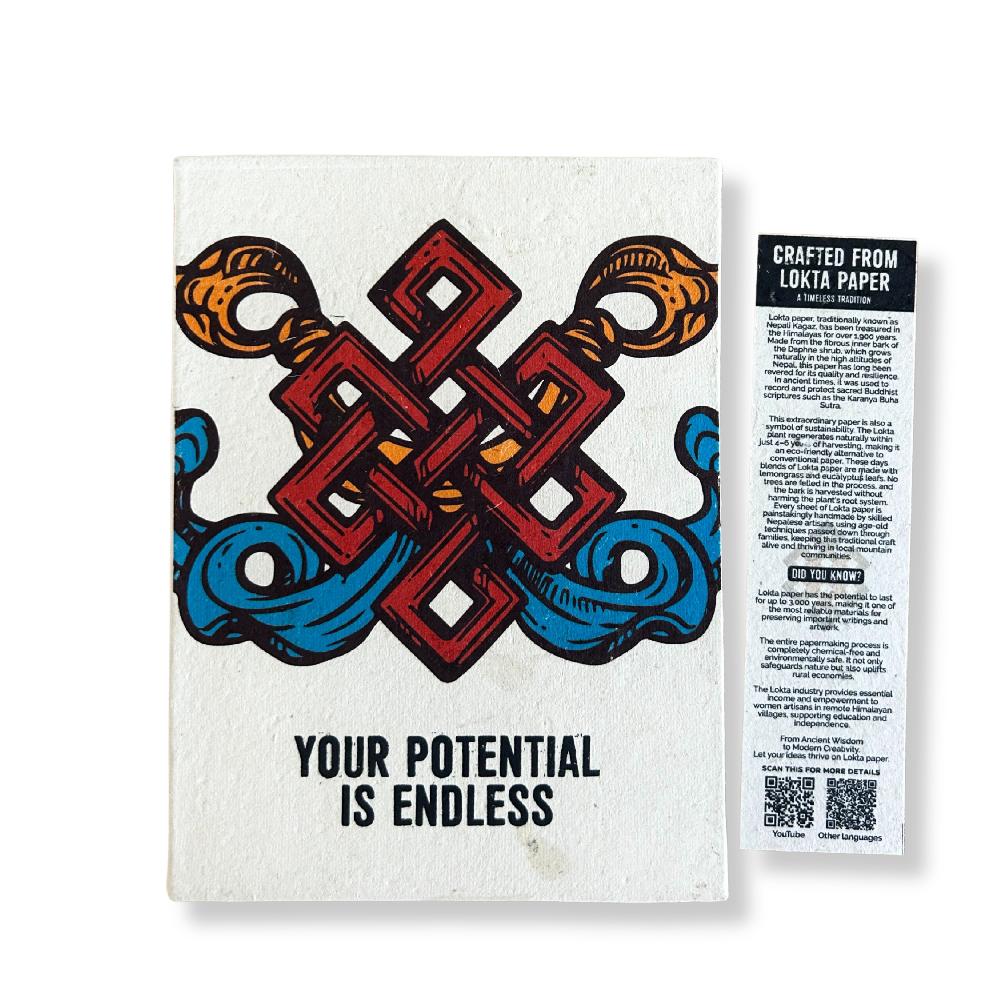 Ancient Wisdom Lrg Lokta Inspiration Notebook (21x15cm) - 45 Leafs - Your Potential - Inc Bookmark