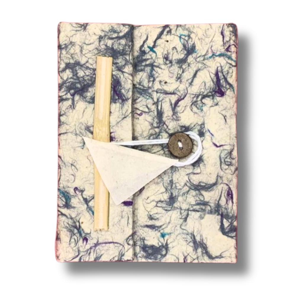 ancient wisdom Lrg Lokta Mixed Blue Cotton Notebook (21x15cm) - 45 leafs - inc bookmark