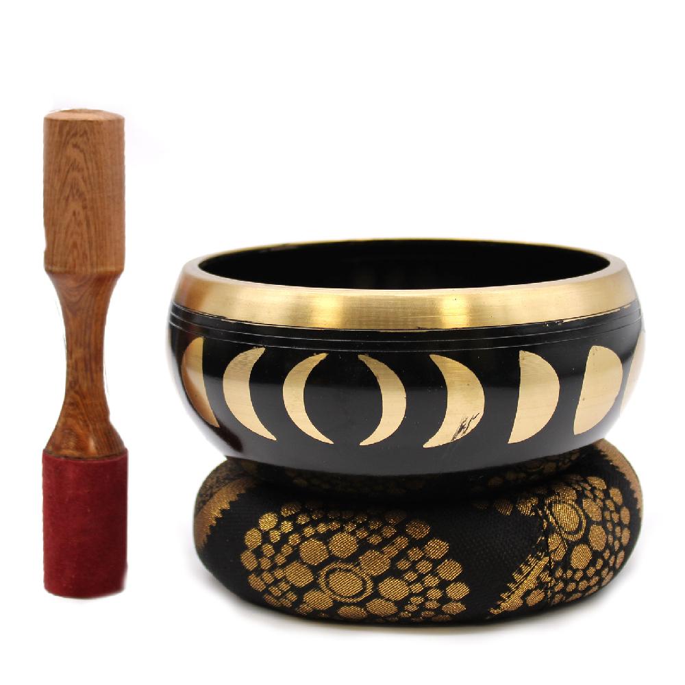 ancient wisdom Lrg Moon Phase Singing Bowl Set- Black 14cm