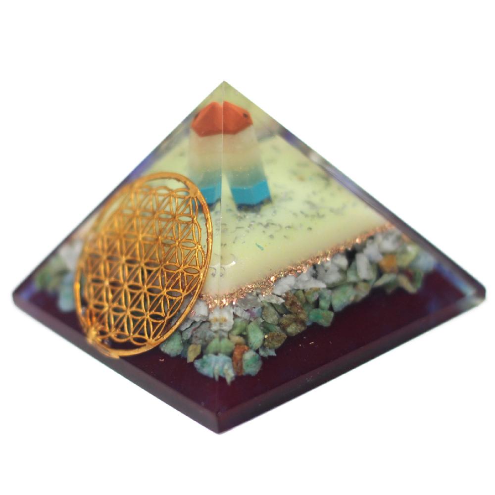 Ancient Wisdom Lrg Organite Pyramid 80mm - Flower Of Life Symbol