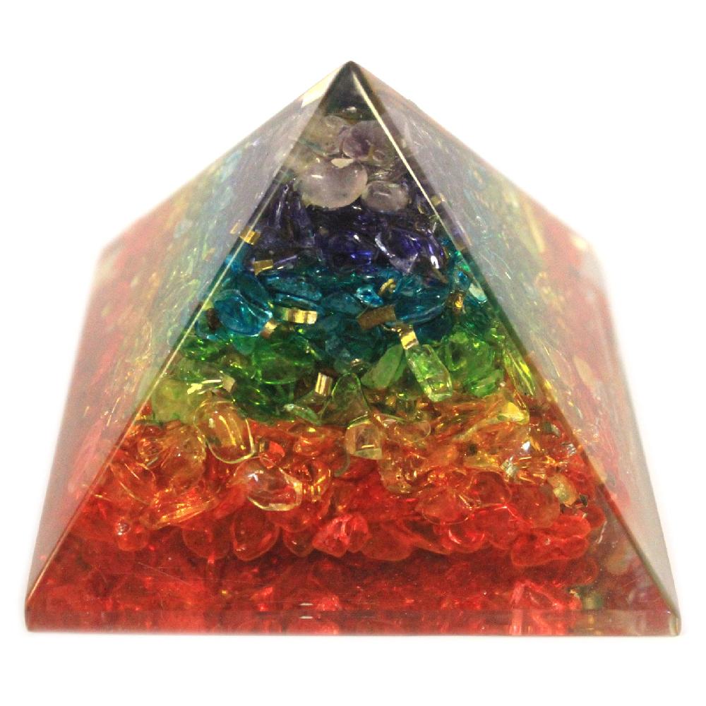 Ancient Wisdom Lrg Orgonite Pyramid 70mm - Chakra Gemchips