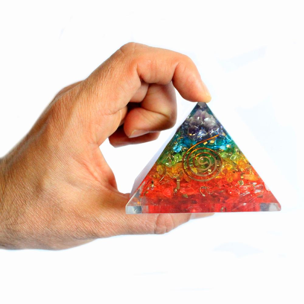 Ancient Wisdom Lrg Orgonite Pyramid 70mm - Chakra Gemchips